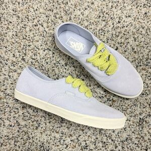 Vans Authentic Lowpro Shoes Fat Lace Lilac Lime Green Womens 7.5 Mens 6 Sneaker